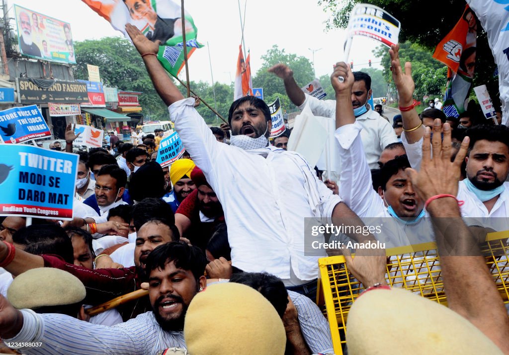 Indian Youth congress party workers protest