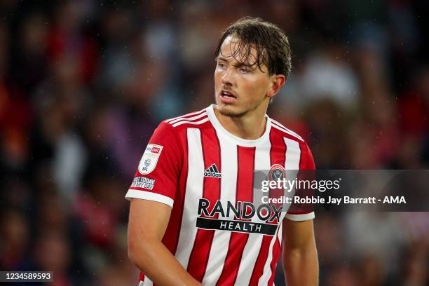 Sander Berge of Sheffield United during the Sky Bet Championship match between Sheffield United and Birmingham City at Bramall Lane on August 7, 2021...