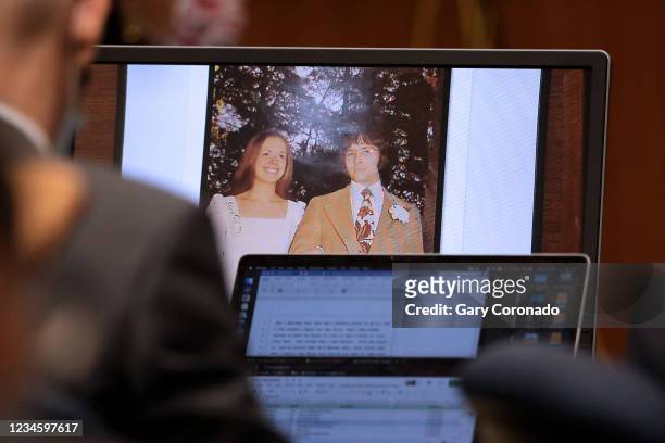 Photo of Robert Durst and former wife Kathie McCormack on their wedding day in 1973 is shown while Robert Durst New York real estate scion, takes the...