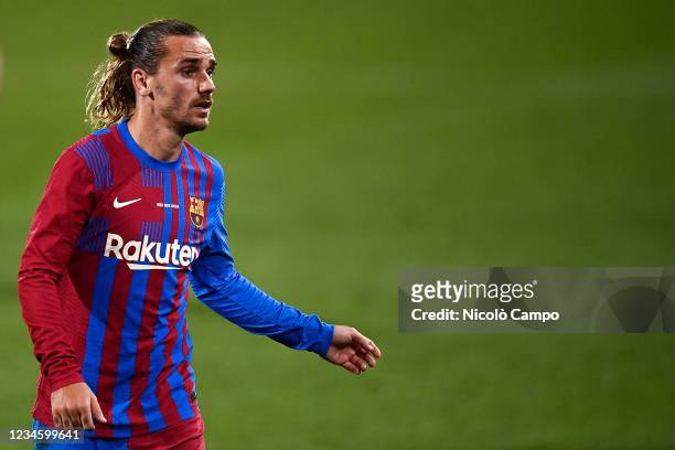 Antoine Griezmann of FC Barcelona looks on during the pre-season friendly football match between FC Barcelona and Juventus FC. FC Barcelona won 3-0...