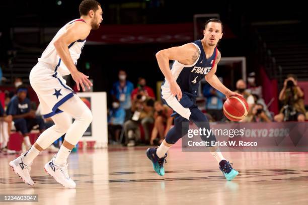 Summer Olympics: France Thomas Heurtel in action vs USA during Men's Final at Saitama Super Arena. USA wins gold. Tokyo, Japan 8/7/2021 CREDIT: Erick...