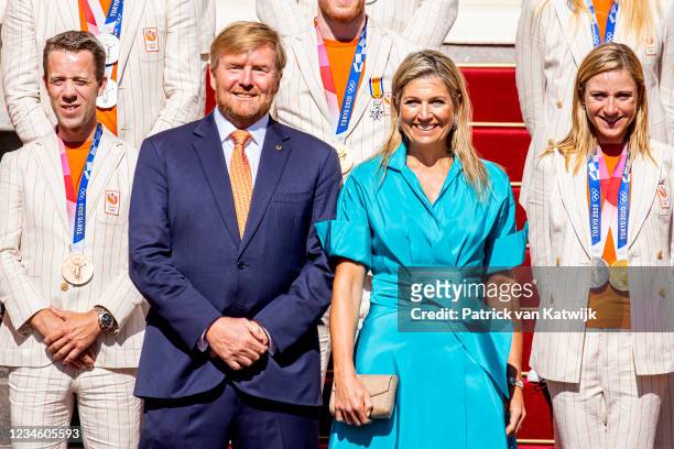 King Willem-Alexander of The Netherlands and Queen Maxima of The Netherlands welcome the Olympic Medal winners at Noordeinde Palace on August 10,...