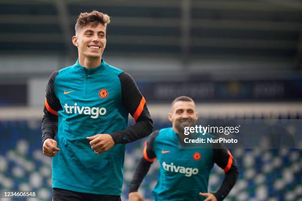 Kai Havertz of Chelsea during Chelsea FC training session UEFA Super Cup 2021 on August 10, 2021 in Belfast, Northern Ireland.