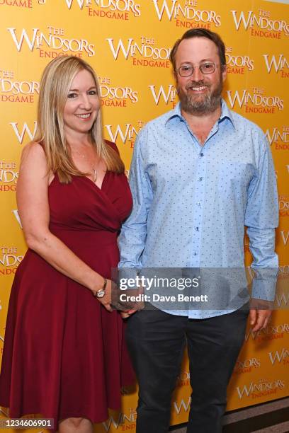 Victoria Coren Mitchell and David Mitchell attend the press night performance of "The Windsors: Endgame" at The Prince of Wales Theatre on August 10,...