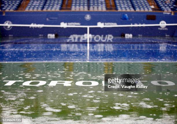 Rain halts play on Day Two of the National Bank Open at Aviva Centre on August 10, 2021 in Toronto, Ontario, Canada.