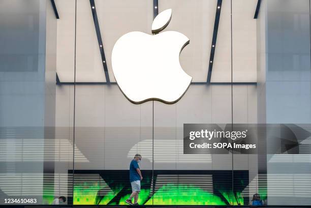 American multinational technology company Apple store seen in Hong Kong.