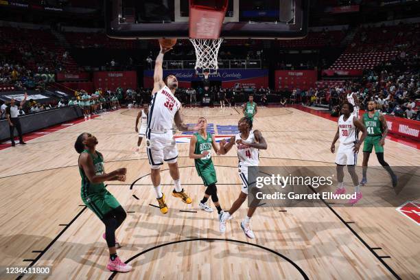 Jimmer Fredette of the Denver Nuggets shoots the ball during the game against the Boston Celtics during the 2021 Las Vegas Summer League on August...