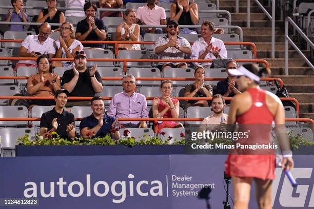 Fans watch Bianca Andreescu of Canada during her Women's Singles second round match against Harriet Dart of Great Britain on Day Two of the National...