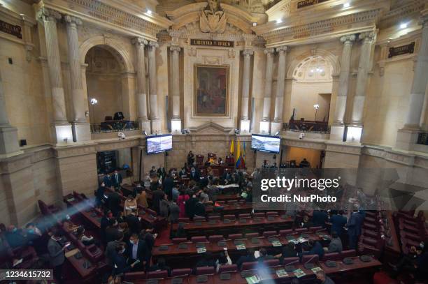 General view of Colombia's capitol room Salon Boyaca were the Chamber of Representatives works as members of the Chamber of Representatives of...