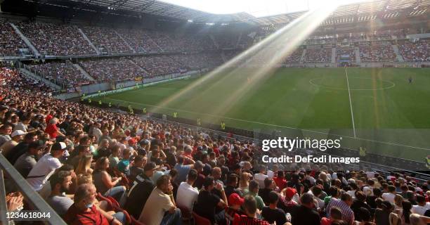 Stadium overview with Fans during the Pre-Season Friendly Match between Real Madrid and AC Milan at Worthersee Stadion on August 8, 2021 in...