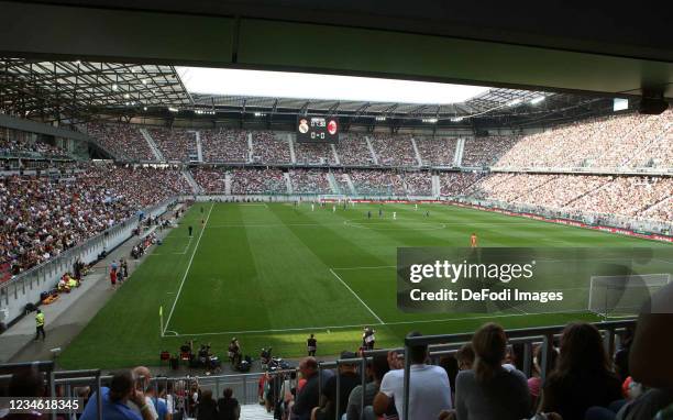 Stadium overview with Fans during the Pre-Season Friendly Match between Real Madrid and AC Milan at Worthersee Stadion on August 8, 2021 in...