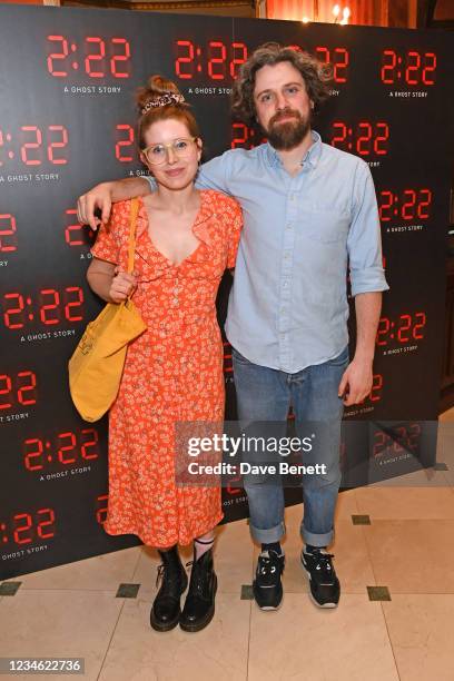 Jessie Cave and Alfie Brown attend the press night performance of "2:22 A Ghost Story" at the Noel Coward Theatre on August 11, 2021 in London,...