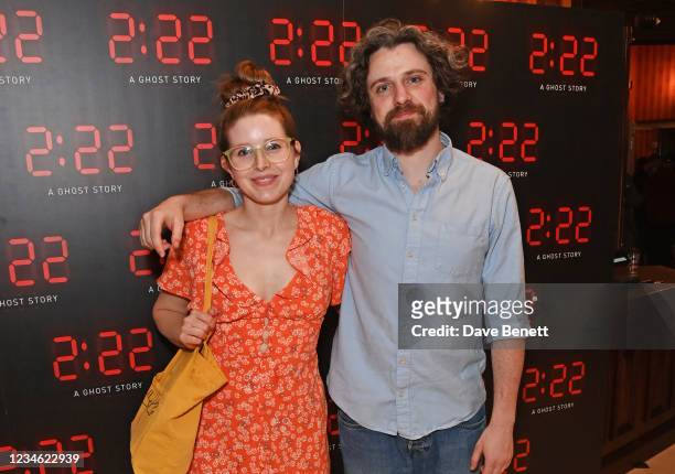 Jessie Cave and Alfie Brown attend the press night performance of "2:22 A Ghost Story" at the Noel Coward Theatre on August 11, 2021 in London,...