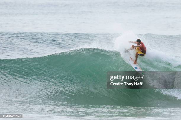 Champion Adriano De Souza of Brazil surfing in Heat 3 of the Elimination Round of the Corona Open Mexico presented by Quiksilver on August 11, 2021...