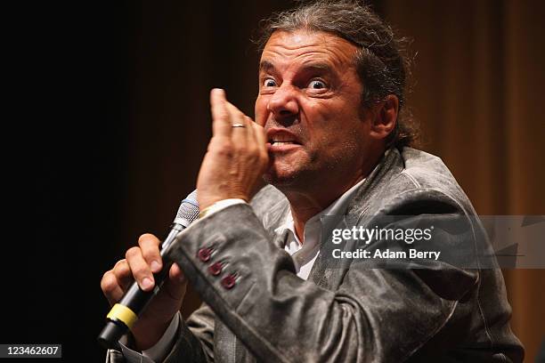 Oskar Freysinger of the Swiss People's Party speaks at a German Die Freiheit press conference at a party rally on September 3, 2011 in Berlin,...