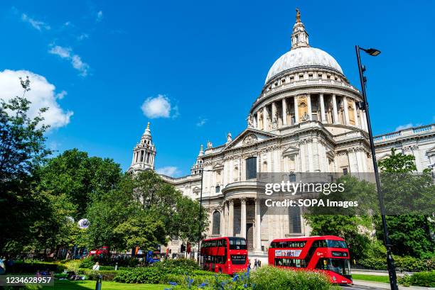 Giant inflatable goggle eyes peek out of a tree across the road from St. Paul's Cathedral. Part of Mayor of London Sadiq Khan's #LetsDoLondon Family...