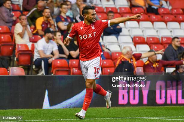 Joao Carvalho of Nottingham Forest celebrates after scoring a goal to make it 2-0 during the Carabao Cup match between Nottingham Forest and Bradford...