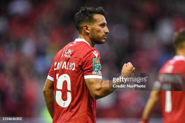 Joao Carvalho of Nottingham Forest celebrates after scoring a goal to make it 2-0 during the Carabao Cup match between Nottingham Forest and Bradford...