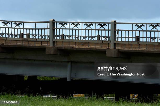 The Calcasieu River Bridge is shown in Lake Charles, Louisiana on July 14, 2021.