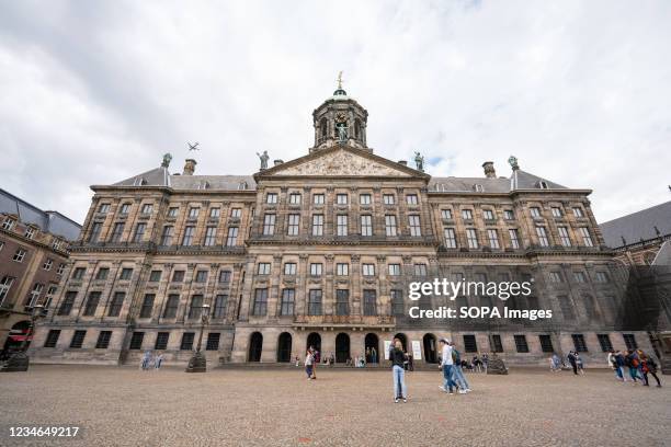 View of the main facade of the Royal Palace of Amsterdam which is at the disposal of the monarch of the Netherlands. With its classicist...