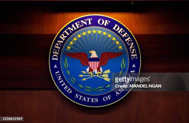 Plaque of the Department of Defense seal is seen January 26, 2012 at the Pentagon in Washington, DC. AFP PHOTO/Mandel NGAN