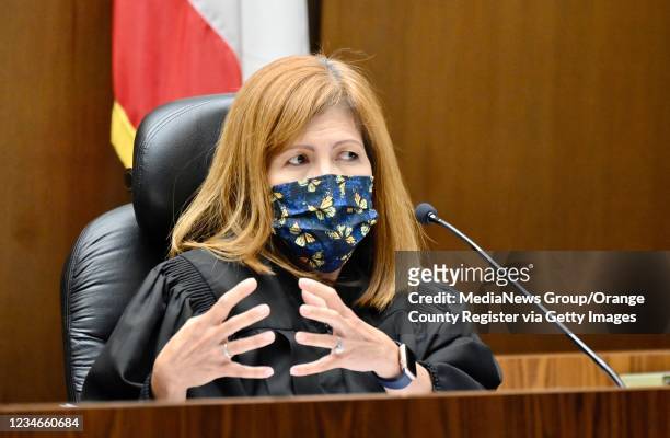 Santa Ana, CA Judge Cheri Pham during a court appearance by Aminadab Gaxiola Gonzalez, who is accused of carrying out a mass shooting at a real...