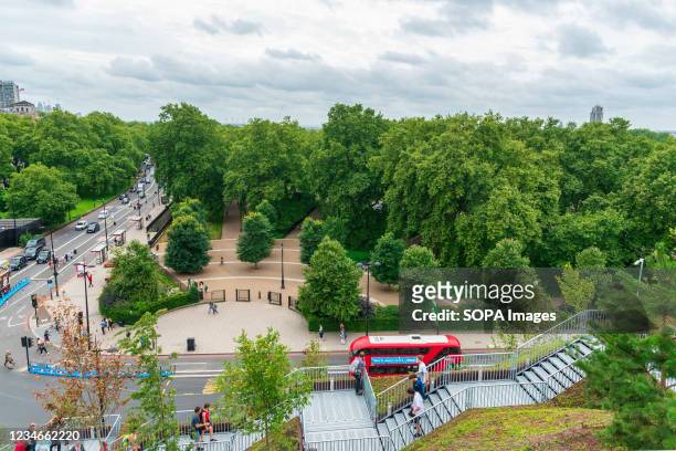 The view looking down Park Lane and Hyde Park from the top of London's latest tourist attraction as Melvyn Caplan the deputy leader of Westminster...