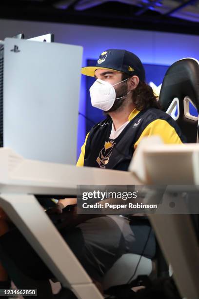 Swizurk of the Pacers Gaming looks on during the game against the Pistons Gaming Team on August 13, 2021 at the Ascension St. Vincent Center in...