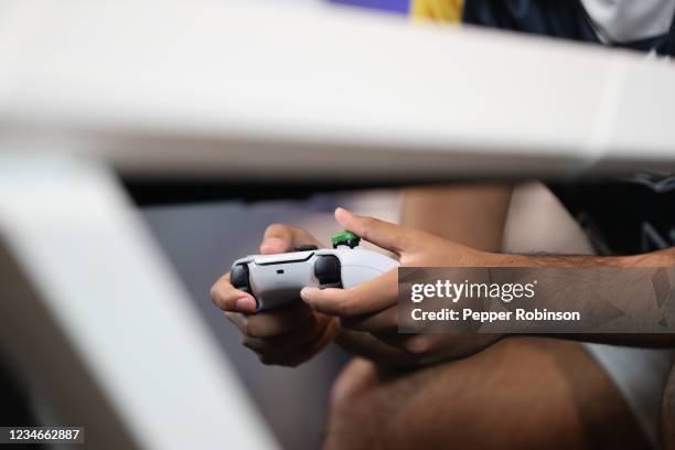 Closeup of a Pacers Gaming player during the game against the Pistons Gaming Team on August 13, 2021 at the Ascension St. Vincent Center in...