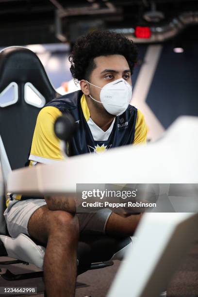 Of the Pacers Gaming looks on during the game against the Pistons Gaming Team on August 13, 2021 at the Ascension St. Vincent Center in Indianapolis,...