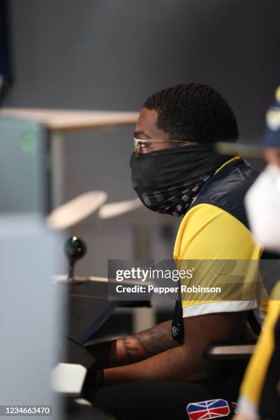 Rando of the Pacers Gaming looks on during the game against the Pistons Gaming Team on August 13, 2021 at the Ascension St. Vincent Center in...