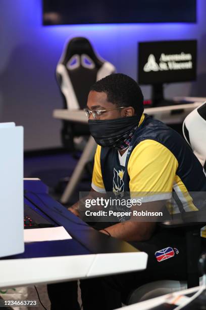 Rando of the Pacers Gaming looks on during the game against the Pistons Gaming Team on August 13, 2021 at the Ascension St. Vincent Center in...