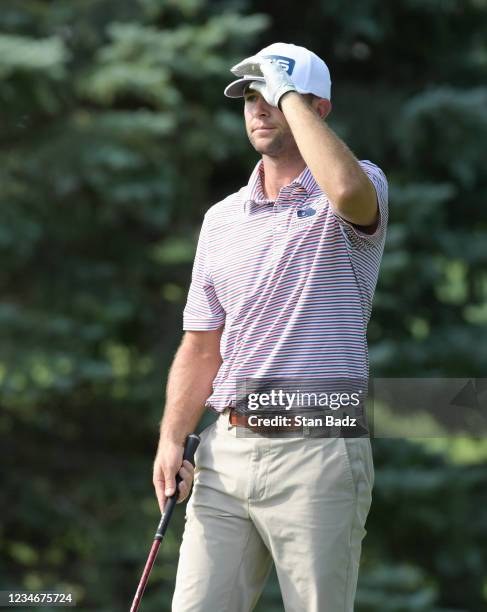 Luke Guthrie plays a tee shot on the second hole during the second round of the Korn Ferry Tours Pinnacle Bank Championship presented by Aetna at The...