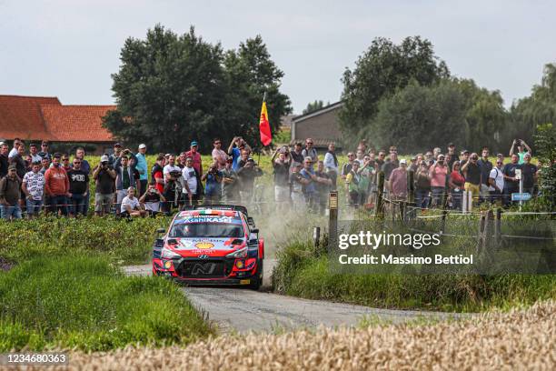 Craig Breen of Ireland and Paul Nagle of Ireland compete with their Hyundai Shell Mobis WRT Hyundai i20 Coupe WRC during Day Two of the FIA World...