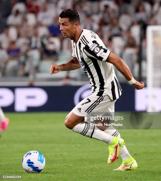 Cristiano Ronaldo of Juventus in action during to the pre-season friendly match between Juventus and Atalanta BC at Allianz Stadium on August 14,...