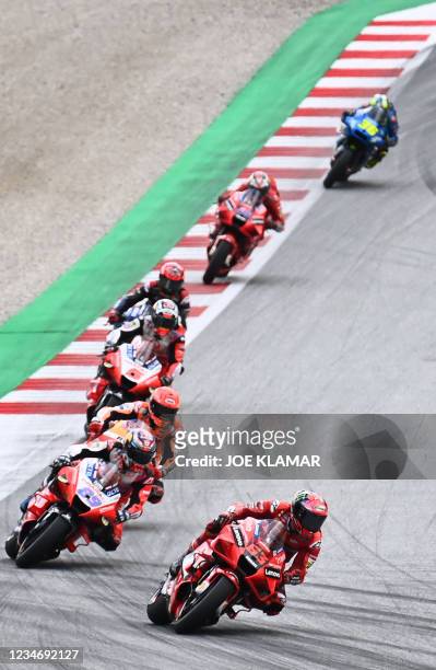 Riders compete during the Austrian Motorcycle Grand Prix at the Red Bull Ring race track in Spielberg, Austria on August 15, 2021.