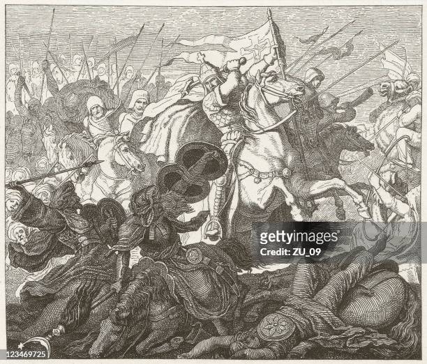 charles martel in the battle of tours (732), published 1881 - tours france 幅插畫檔、美工圖案、卡通及圖標