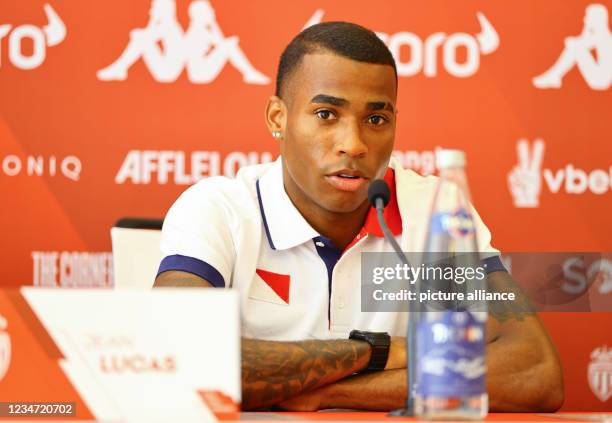 La Turbie, France AS Monaco Player Presentation for 2021-22 Season with Brazilian midfielder Jean Lucas Oliveira. Mandoga Media