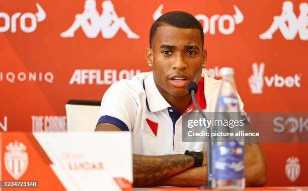 La Turbie, France AS Monaco Player Presentation for 2021-22 Season with Brazilian midfielder Jean Lucas Oliveira. Mandoga Media