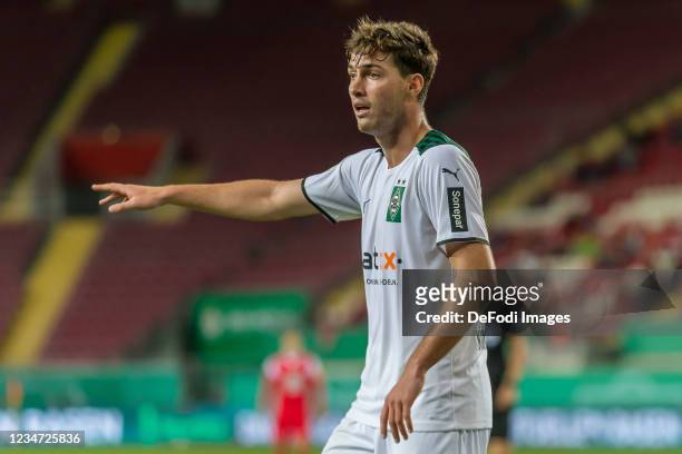 Joseph Michael Scally of Borussia Moenchengladbach gestures during the DFB Cup first round match between 1. FC Kaiserslautern and Bor....