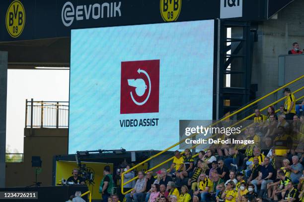 Symbol on the scoreboard during the Bundesliga match between Borussia Dortmund and Eintracht Frankfurt at Signal Iduna Park on August 14, 2021 in...