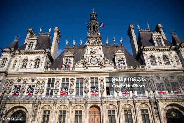 The facade of the Hotel de Ville is pictured in Paris, France on July 15, 2021.