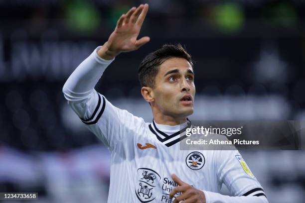 Yan Dhanda of Swansea City in action during the Sky Bet Championship match between Swansea City and Stoke City at the Swansea.com Stadium on August...