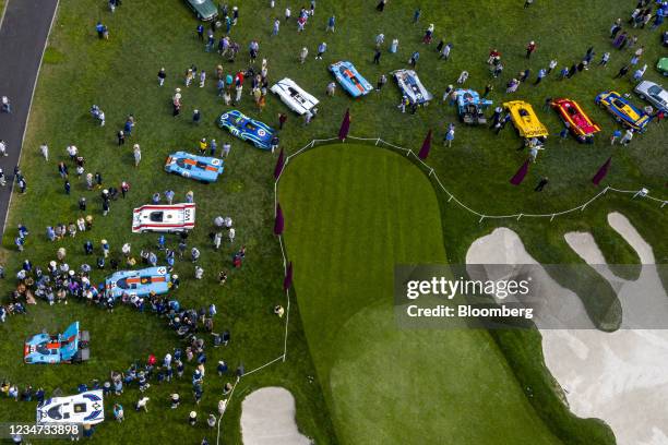 Porsche 917 cars at the 2021 Pebble Beach Concours d'Elegance in Pebble Beach, California, U.S., on Sunday, Aug. 15, 2021. Since 1950, the annual...