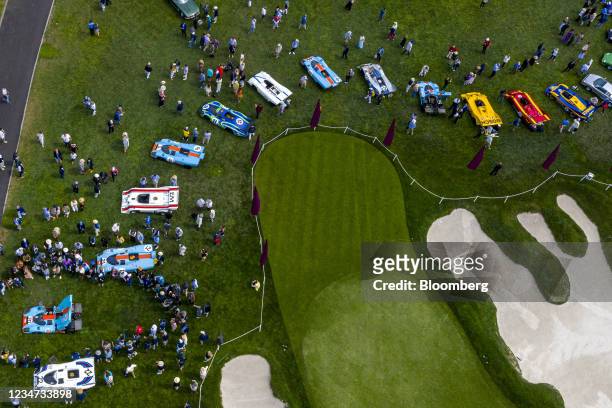 Porsche 917 cars at the 2021 Pebble Beach Concours d'Elegance in Pebble Beach, California, U.S., on Sunday, Aug. 15, 2021. Since 1950, the annual...