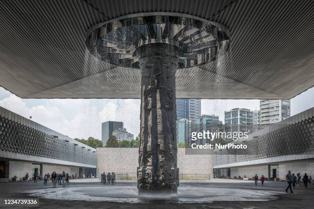 On 17 August 2021, tourists visited the National Museum of Anthropology, or Museo Nacional de Antropologia, in Mexico City, Mexico. Above, the rain...