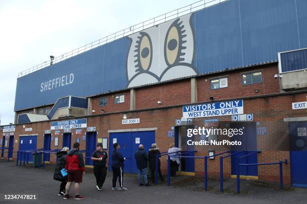 Fans await entry during the Sky Bet League 1 match between Sheffield Wednesday and Fleetwood Town at Hillsborough, Sheffield on Tuesday 17th August...
