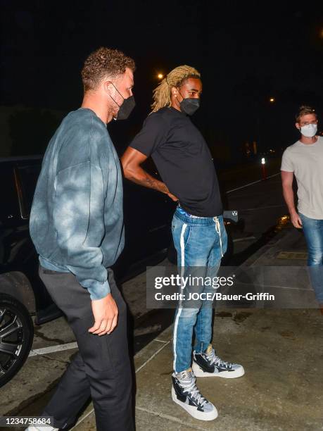 Blake Griffin and Nicolas Claxton are seen on August 18, 2021 in Los Angeles, California.