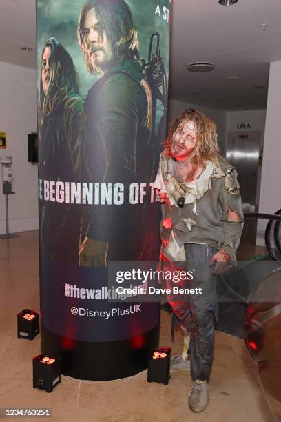 Zombie attends the premiere screening of "The Walking Dead" Season 11 airing on Star on Disney+ at Kings Place on August 19, 2021 in London, England.