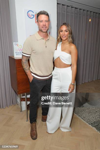 Wayne Bridge and Frankie Bridge attend the launch of Frankie Bridge's new book "GROW: Motherhood, Mental Health & Me" at SohoWorks on August 19, 2021...